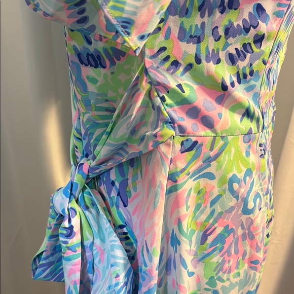 Women’s LILLY PULITZER Carlee Wrap Ruffle Sleeve Dress Size 8 EUC - Picture 6 of 10